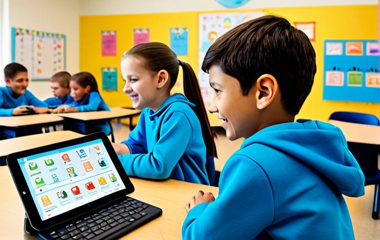 코딩교육지도사와 커뮤니티 운영 사례 - Gamified Learning Environment**

"A bright and colorful classroom scene featuring children (ages 8-1...