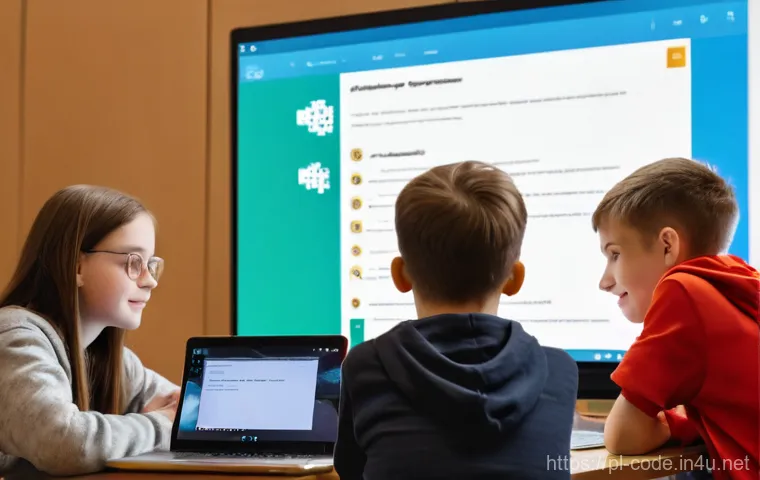 코딩교육지도사 취업 후 1년 차 경험담 - **Prompt:** A dynamic scene depicting Polish teenagers and pre-teens (around 10-16 years old) passio...