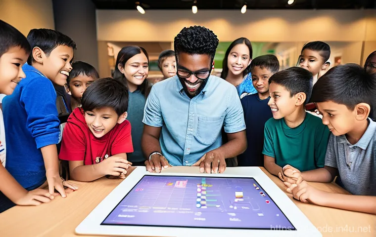 코딩교육지도사 교육과정 분석 - **Prompt:** A futuristic yet inviting tech workshop where a knowledgeable female coding instructor, ...