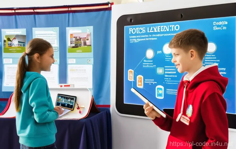 코딩교육지도사와 협업 기반 교육 사례 - **An enthusiastic female IT expert (30s-40s) with a warm smile, leading an interactive coding lesson...
