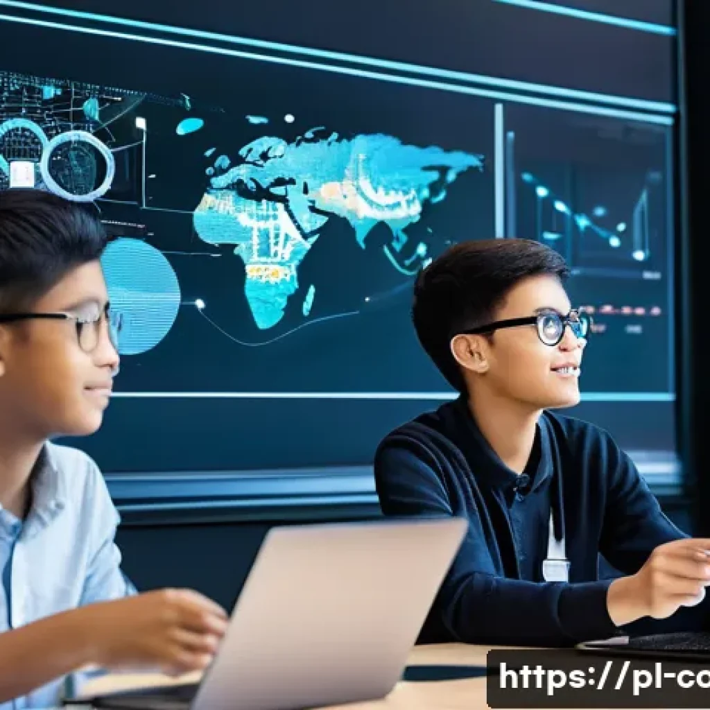 코딩교육지도사와 학습 자료 개발 사례 - **Prompt 1: AI-Powered Interactive Coding Classroom**
    A vibrant, modern classroom filled with di...