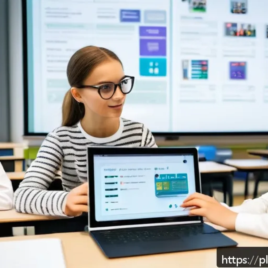 코딩교육지도사 자격증과 미래 직업 변화 - A modern Polish classroom scene featuring a confident teacher demonstrating programming concepts on ...