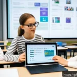 Home 23 코딩교육지도사 자격증과 미래 직업 변화 - A modern Polish classroom scene featuring a confident teacher demonstrating programming concepts on ...