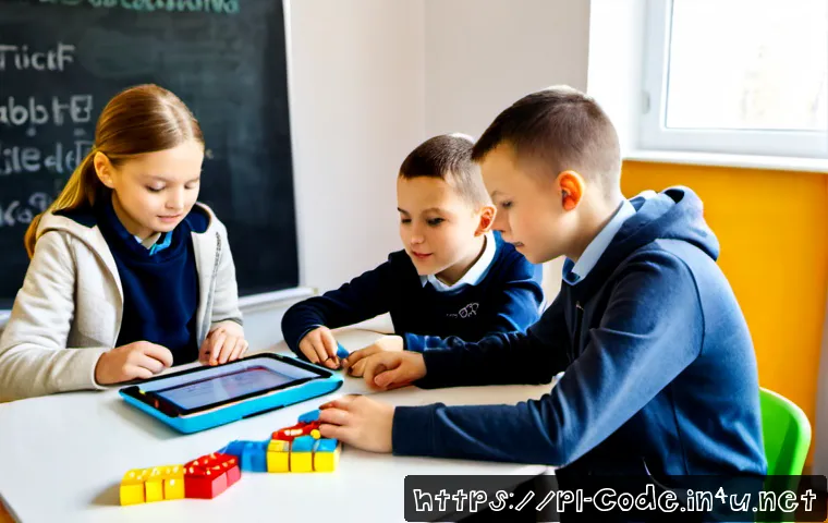 Home 17 코딩교육지도사와 학습 환경 설계 사례 - Photorealistic Polish primary school classroom, a coding education instructor in smart casual attire...