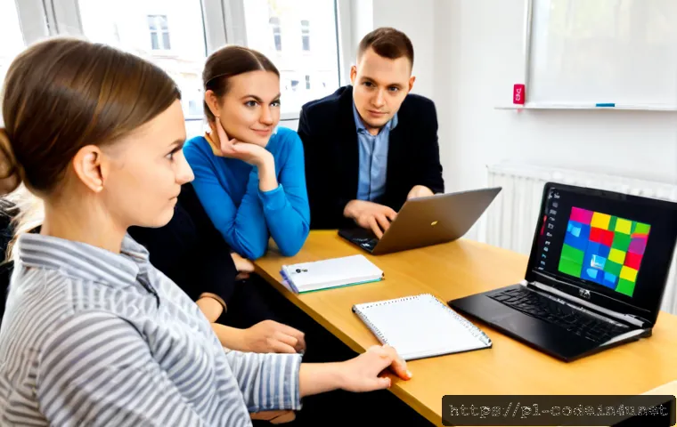 코딩교육지도사와 빅데이터 분석 사례 - Photorealistic coding education instructor guiding a small group of Polish adult learners in a brigh...